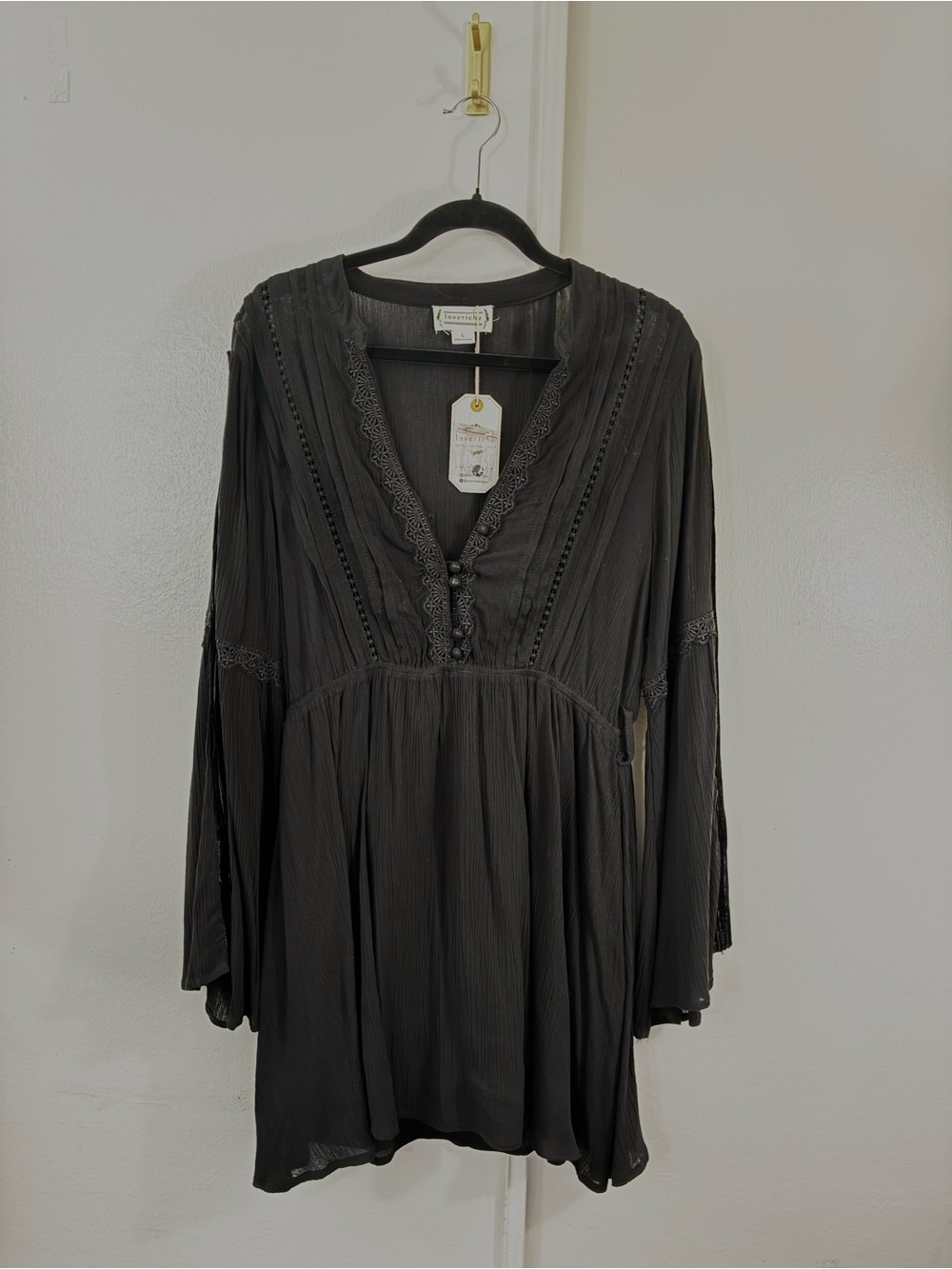 Boho Tunic V-Neck Dress Size L
